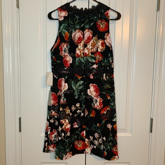 Chelsea 28 Black Foxie Floral Lace Trim Tea Dress - Picture 3 of 14